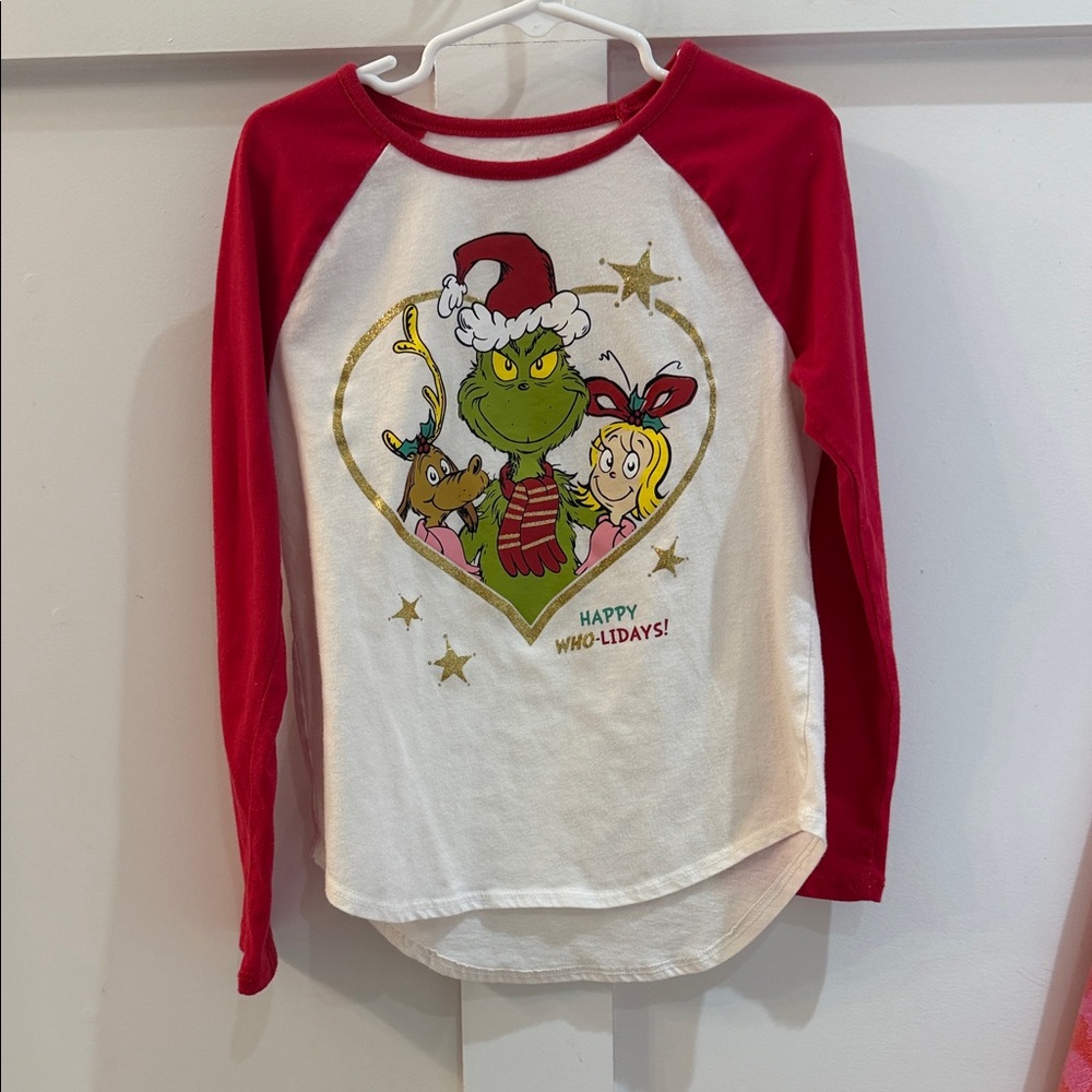Jumping Beans Grinch Holiday Raglan Shirt - Red & White Size 6X